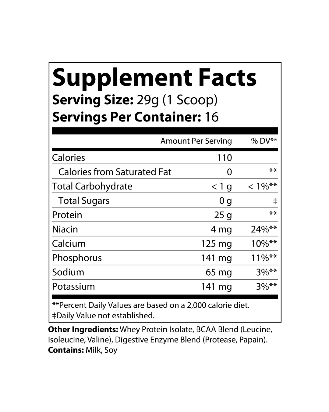"NO EXCUSES" 100% WHEY ISOLATE Unflavored 1LB