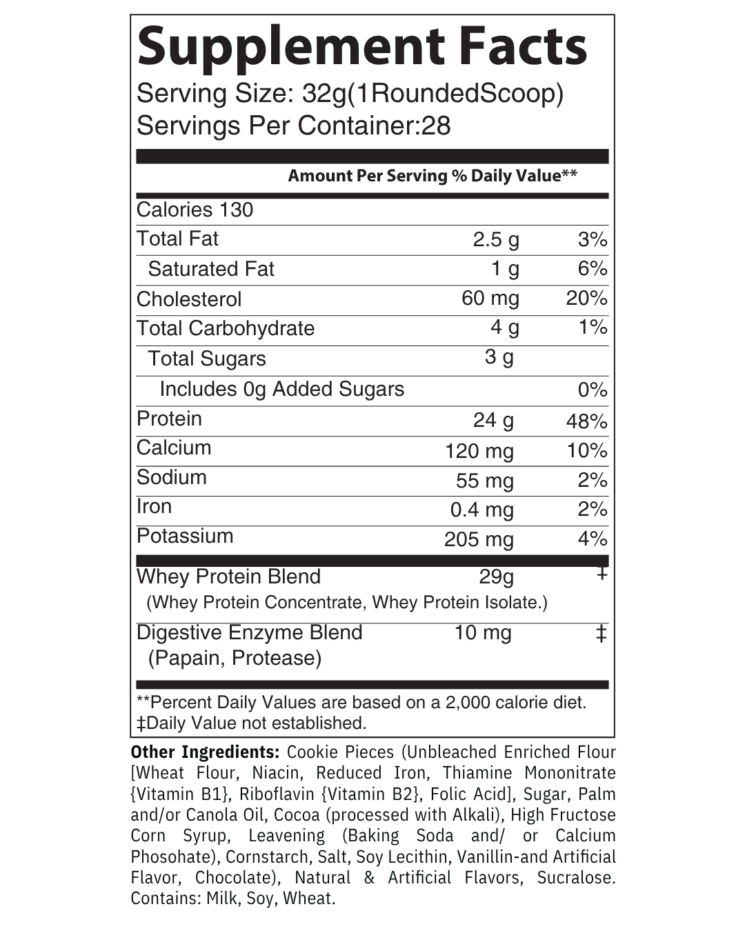 "NO EXCUSES" 100% Whey Protein - Cookies & Cream 2LB