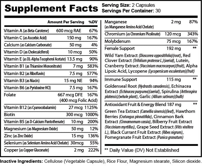 "NO EXCUSES" FANCY MULTI - Women's Daily Multivitamin