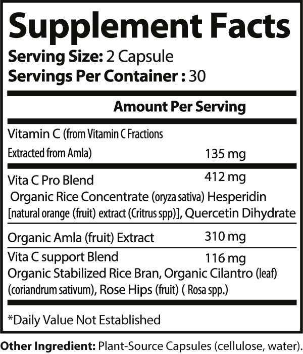 "NO EXCUSES" ALL NATURAL Vitamin C