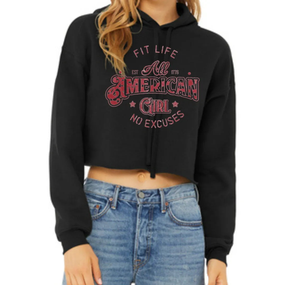 FIT LIFE "ALL AMERICAN GIRL" Cropped Hoodie
