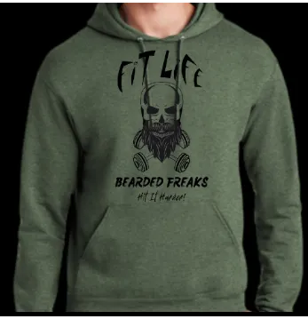 FIT LIFE "BEARDED FREAKS Hit It Harder!" Unisex Pullover Hoodie