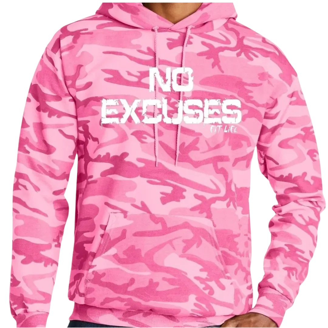 FIT LIFE "NO EXCUSES" PINK CAMO Unisex Pullover Hoodie