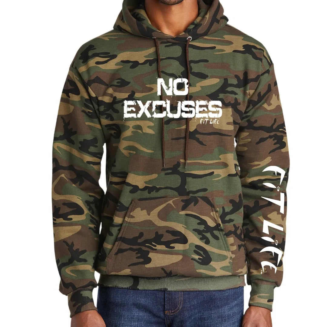 FIT LIFE "NO EXCUSES" CAMO Unisex Pullover Hoodie