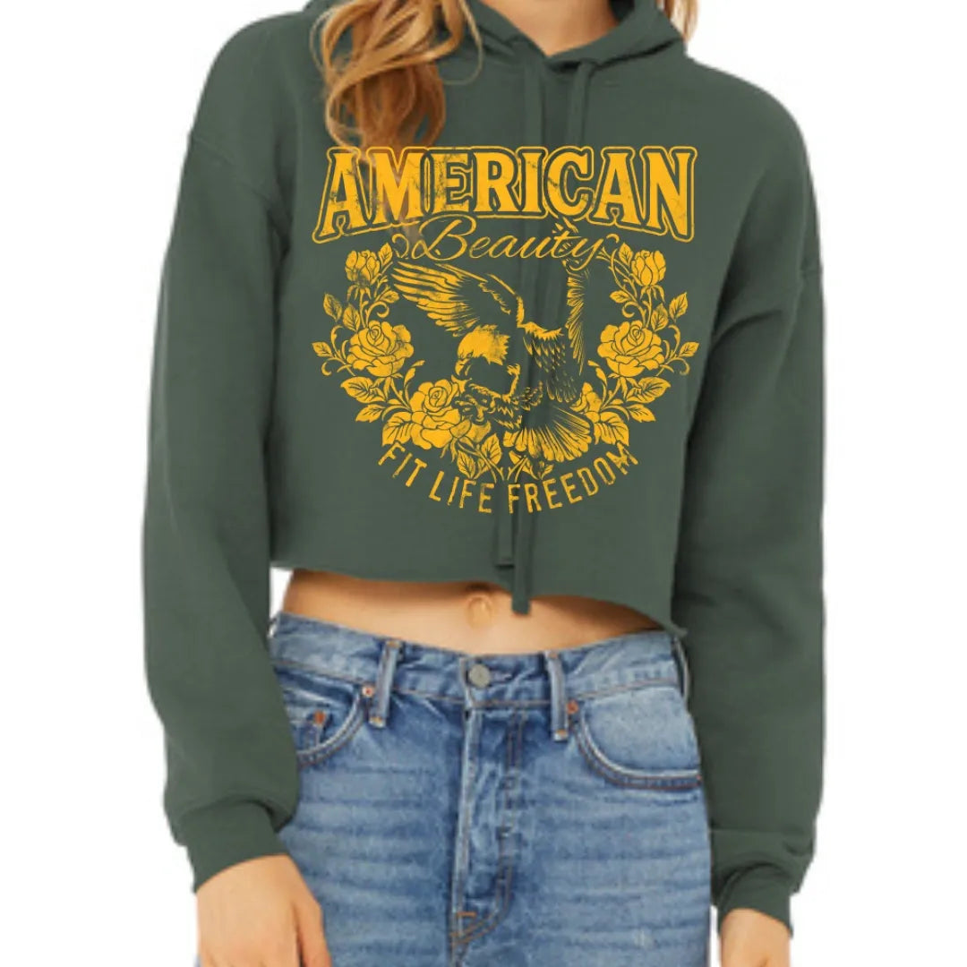 FIT LIFE "AMERICAN BEAUTY" Cropped Hoodie