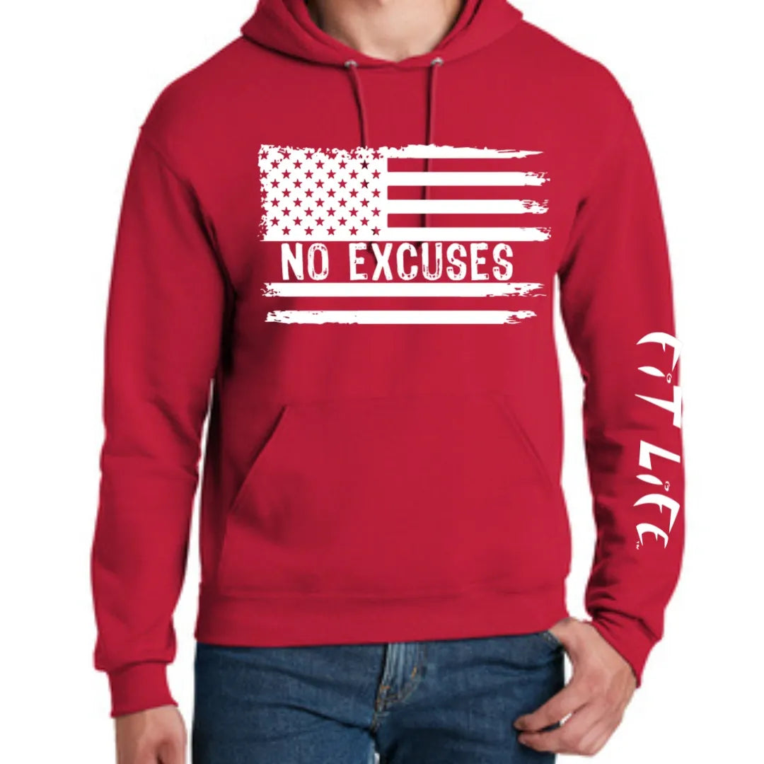 FIT LIFE FREEDOM "NO EXCUSES FLAG" HOODIE