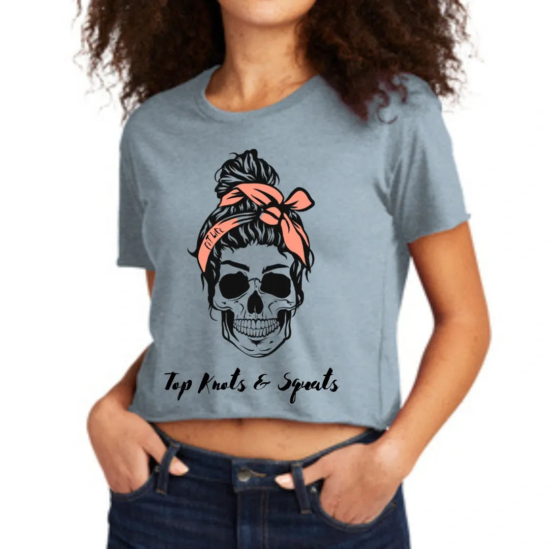FIT LIFE FANCY "Top Knots & Squats" Cali Cropped Tee