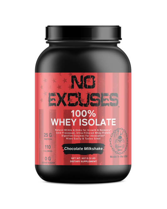 "NO EXCUSES" 100% WHEY ISOLATE Chocolate Milkshake 2LB