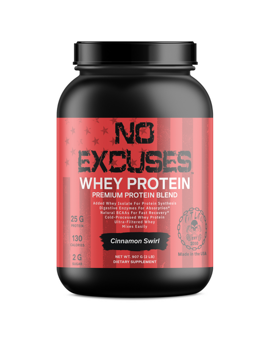 "NO EXCUSES" 100% Whey Protein - Cinnamon Swirl