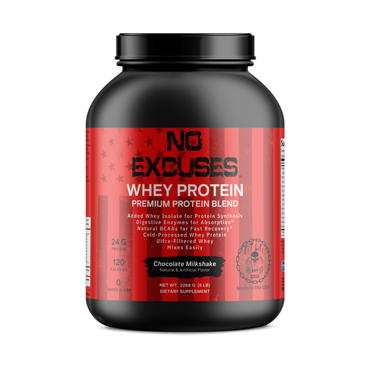 "NO EXCUSES" 100% Whey Protein - Chocolate Milkshake 5LB