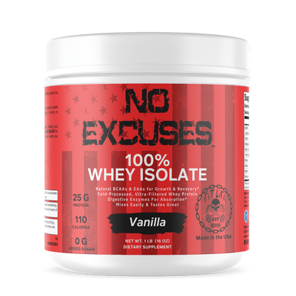 "NO EXCUSES" 100% WHEY ISOLATE Vanilla Milkshake 1 LB