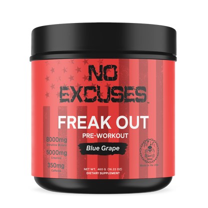 "NO EXCUSES" FREAK OUT Pre-Workout - Blue Grape