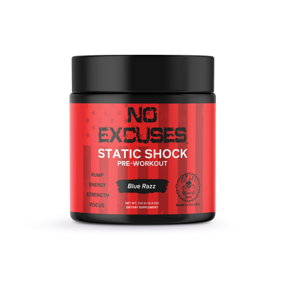 "NO EXCUSES" STATIC SHOCK Pre-Workout - Blue Razz