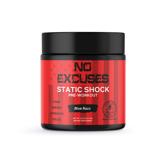 "NO EXCUSES" STATIC SHOCK Pre-Workout - Blue Razz