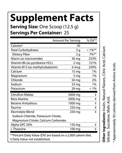 "NO EXCUSES" NON-STIM PUMP Pre-Workout - Cherry Blast (w/ Natural Flavor)
