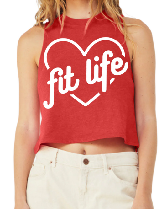 FIT LIFE FANCY "HEART" Racerback Cropped Tank