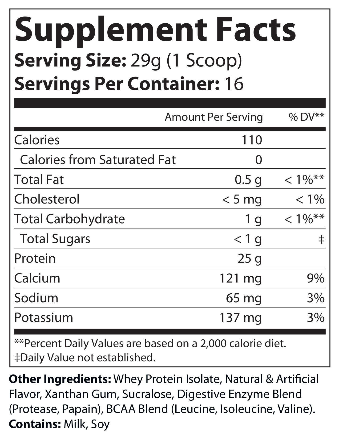 "NO EXCUSES" 100% WHEY ISOLATE Vanilla Milkshake 1 LB