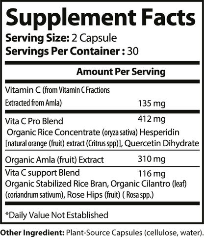 "NO EXCUSES" ALL NATURAL Vitamin C