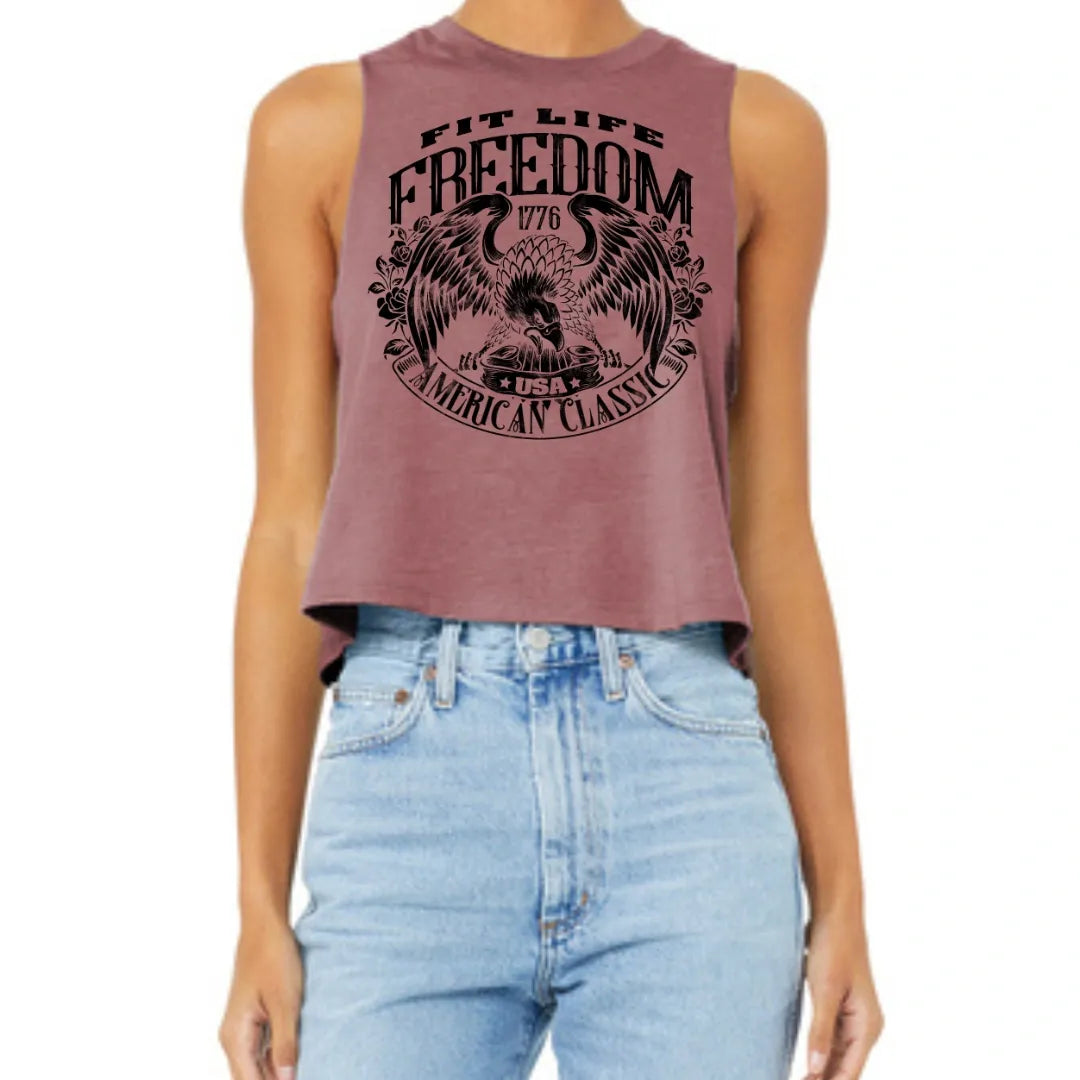 FIT LIFE FREEDOM "AMERICAN CLASSIC" Racerback Cropped Tank